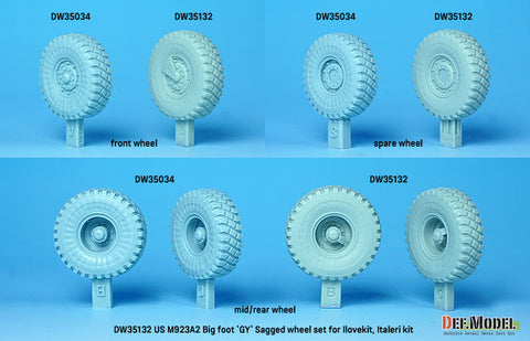 DEF Model DW35132 1/35 M923A2 BIG FOOT Truck Goodyear Sagged Wheel set (for Ilovekit, Italeri 1/35)
