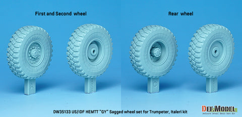 DEF Model DW35133 1/35 US, IDF M977 HEMTT Truck Goodyear Sagged Wheel set (for Italeri, Trumpeter, Etc. 1/35)