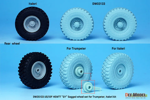 DEF Model DW35133 1/35 US, IDF M977 HEMTT Truck Goodyear Sagged Wheel set (for Italeri, Trumpeter, Etc. 1/35)