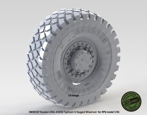 DEF Model DW35137 1/35 Russian Typhoon-U 6X6 MRAP Sagged Wheel set (for RPG model 1/35)