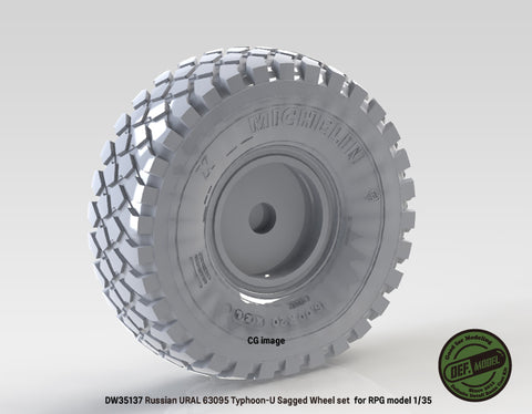 DEF Model DW35137 1/35 Russian Typhoon-U 6X6 MRAP Sagged Wheel set (for RPG model 1/35)