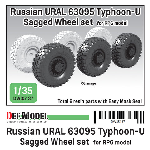 DEF Model DW35137 1/35 Russian Typhoon-U 6X6 MRAP Sagged Wheel set (for RPG model 1/35)