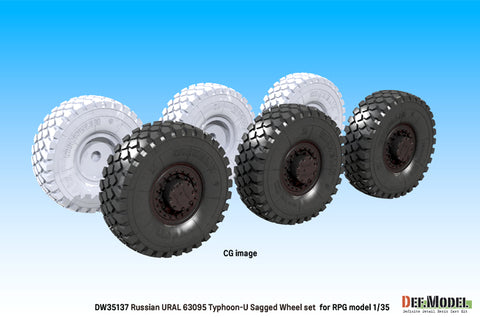 DEF Model DW35137 1/35 Russian Typhoon-U 6X6 MRAP Sagged Wheel set (for RPG model 1/35)