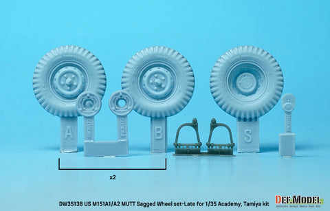 DEF Model DW35138 1/35 US M151A1/A2 sagged wheel set (for Tamiya/Academy 1/35) (Included front suspension parts)