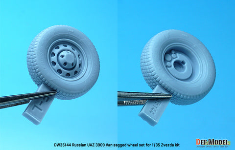 DEF Model DW35144 1/35 Russian UAZ 3909 Van sagged wheel set (for Zvezda 1/35)