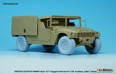 DEF Model DW35150 1/35 US M1025 HMMWV Basic R/T II Sagged wheel set (for Academy, Italeri, Tamiya 1/35) New tooling