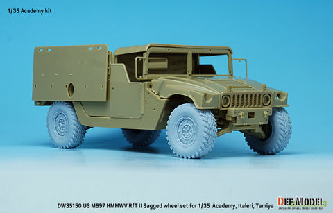 DEF Model DW35150 1/35 US M1025 HMMWV Basic R/T II Sagged wheel set (for Academy, Italeri, Tamiya 1/35) New tooling