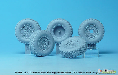 DEF Model DW35150 1/35 US M1025 HMMWV Basic R/T II Sagged wheel set (for Academy, Italeri, Tamiya 1/35) New tooling