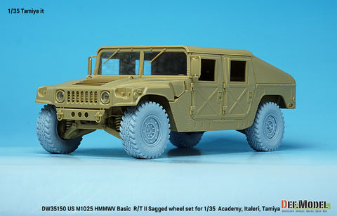 DEF Model DW35150 1/35 US M1025 HMMWV Basic R/T II Sagged wheel set (for Academy, Italeri, Tamiya 1/35) New tooling