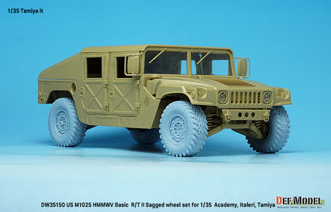 DEF Model DW35150 1/35 US M1025 HMMWV Basic R/T II Sagged wheel set (for Academy, Italeri, Tamiya 1/35) New tooling