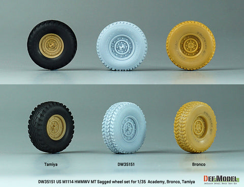 DEF Model DW35151 1/35 US M1025/M1114 HMMWV MT Sagged Wheel set (for Tamiya, Academy, Bronco kit)