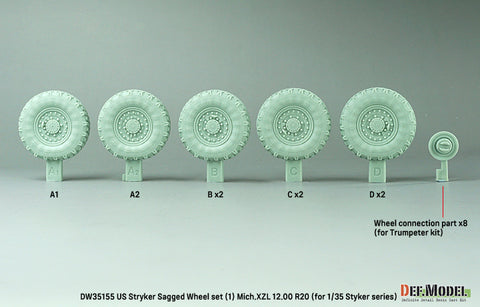 DEF Model DW35155 1/35 US M1126 Stryker XML Sagged wheel set (1) (for Stryker series 1/35)-Retool DW35010A