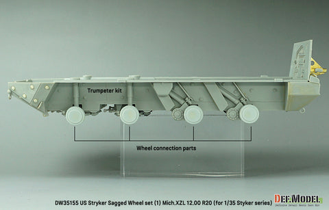 DEF Model DW35155 1/35 US M1126 Stryker XML Sagged wheel set (1) (for Stryker series 1/35)-Retool DW35010A