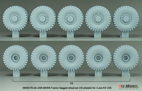 DEF Model DW35176 1/35 US LVSR MKR16 Tractor XZL sagged wheel set (10 wheels) (for ILK 1/35)
