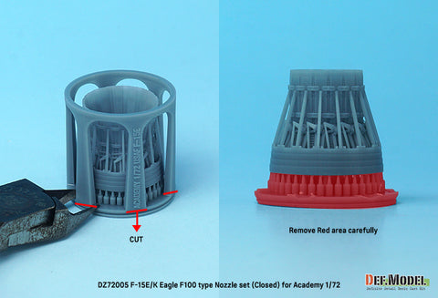DEF Model DZ72005 1/72 F-15E/K Eagle F100 type Nozzle set - Closed (for Academy 1/72)