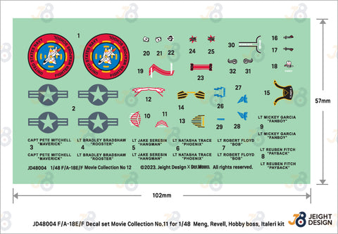 DEF Model JD48004 1/48 F/A-18E/F Super Hornet Decal set - Movie Collection No.11 w/ 2 Pilot Fig.s - 1_d64711e6-82a0-40a4-9d57-39725aef0cae