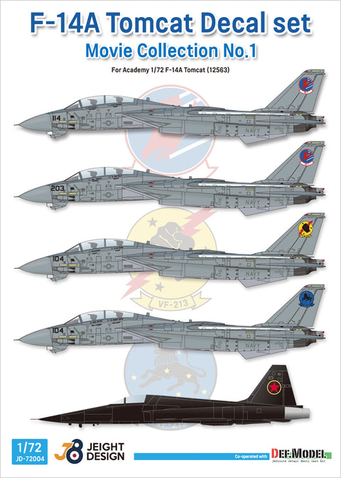 DEF Model JD72004 1/72 F-14 Decal set Movie collection No.1 for Academy 1/72 f-14A kit