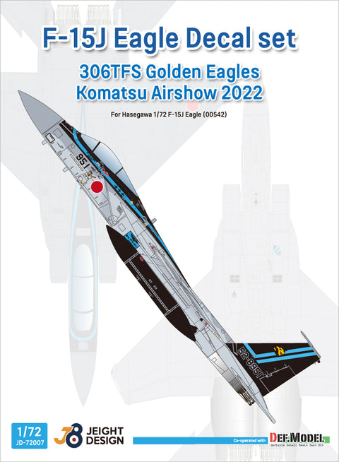 DEF Model JD72007 1/72 F-15J 306TFS Komatsu Airshow 2022 - Maverick special decal set (for 1/72 Hasegawa kit)
