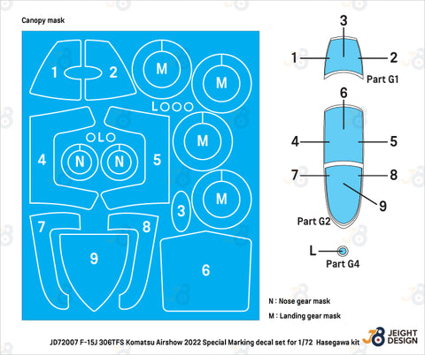 DEF Model JD72007 1/72 F-15J 306TFS Komatsu Airshow 2022 - Maverick special decal set (for 1/72 Hasegawa kit)