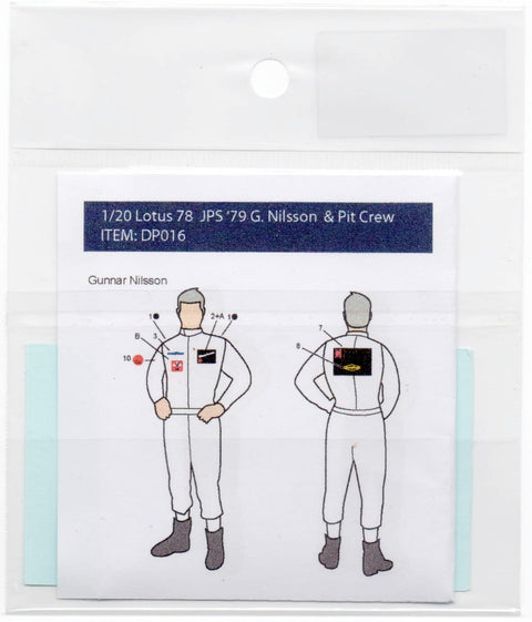 Decal Pool DP016 1/20 Lotus 78 JPS '78 Driver & Pit crew team