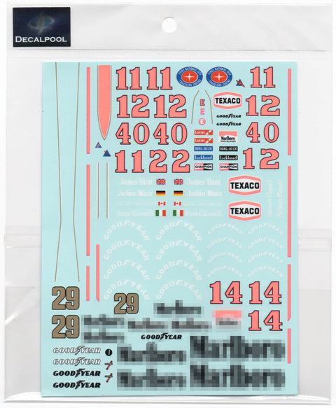Decal Pool DP028 1/20 Mclaren M23 J. Hunt 1976