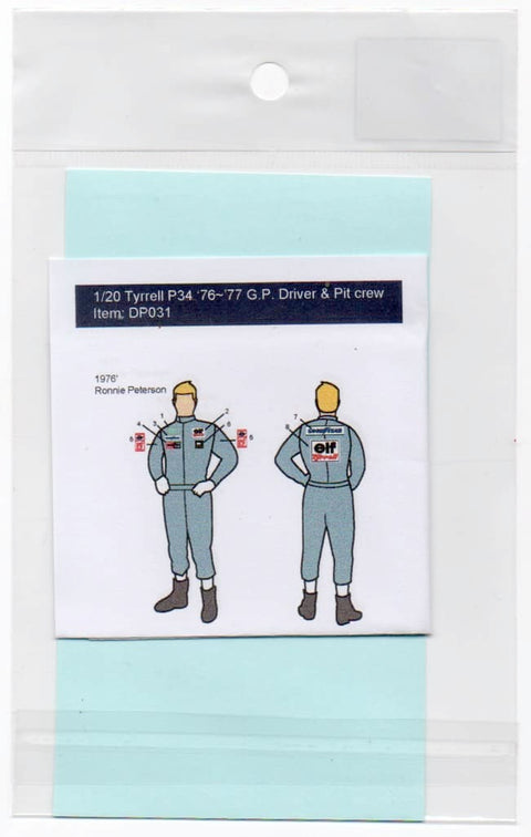 Decal Pool DP031 1/20 Tyrrell P34 '76 Driver & Pit crew team