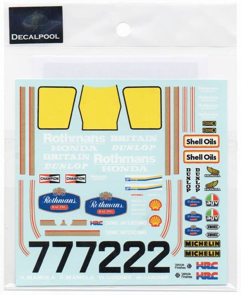 Decal Pool DP036 1/12 Honda NS500 Rothmans #2/7 W. Gardner WGP '85