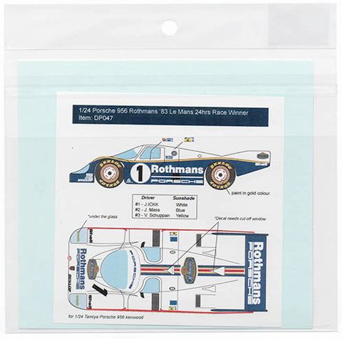 Decal Pool DP047 1/24 Porsche 956 Rothmans 24hr Lemans 1983