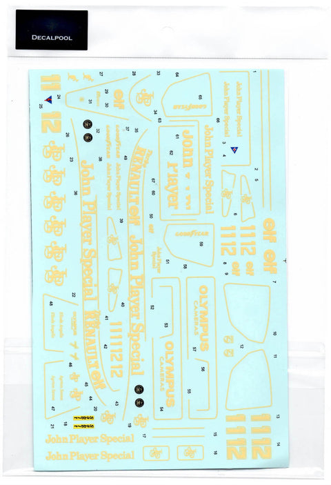 Decal Pool DP058 1/20 Lotus 97T JPS 1985 Portugal / Belgium G.P. for Fujimi