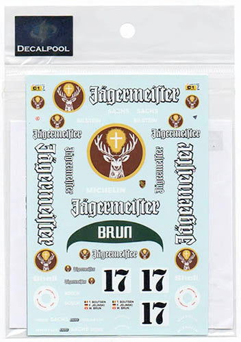 Decal Pool DP068 1/24 Porsche 962C Jagermeister #17 1000km Spa 1986