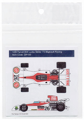 Decal Pool DP100 1/20 Tyrrell 004 Lucky Strike Blignault Racing 1973 for Ebbro