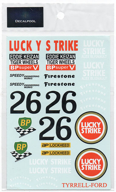 Decal Pool DP101 1/12 Tyrrell 004 Lucky Strike Blignault Racing '73