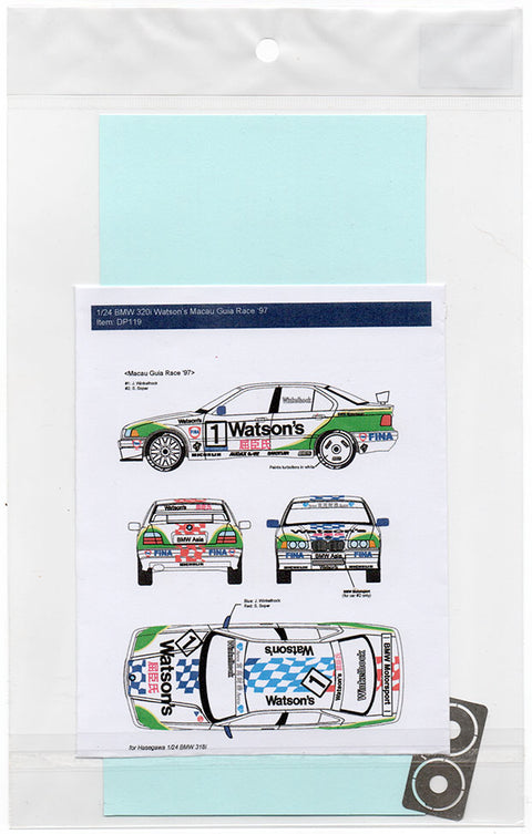 Decal Pool DP119 1/24 BMW 320i Watson's Macau Guia Race '97 J. Winkelhock / S. Soper