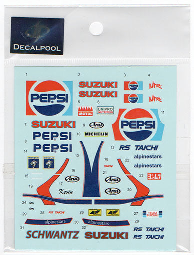 Decal Pool DP134 1/12 Suzuki Pepsi K. Schwantz Rider '88