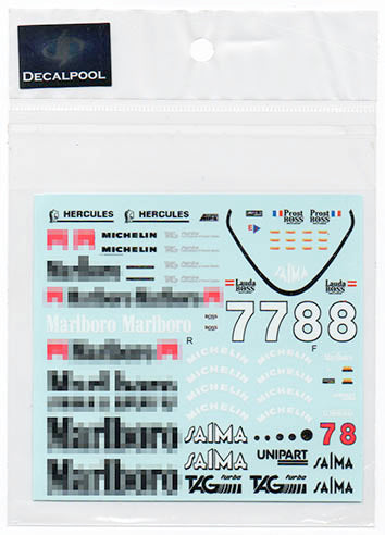 Decal Pool DP157 1/20 Mclaren MP4/2 #7/8
