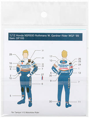 Decal Pool DP165 1/12 Honda NSR500 Rothmans W. Gardner rider '89