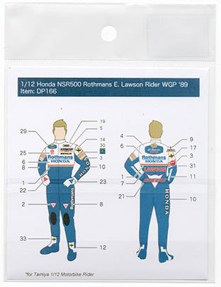 Decal Pool DP166 1/12 Honda NSR500 Rothmans E. Lawson rider '89