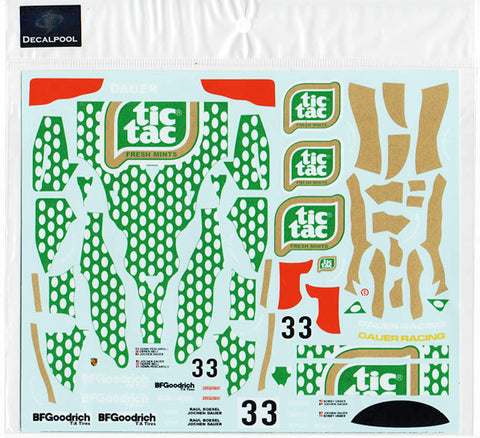 Decal Pool DP167 1/24 Porsche 962C Tic Tac #33 LeMans 1990