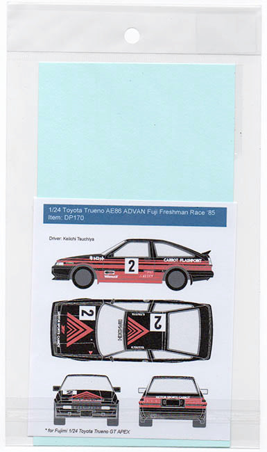 Decal Pool DP170 1/24 Toyota AE86 Sprinter Trueno ADVAN K. Tsuchiyai Fuji Freshman Race 84' for Fujimi