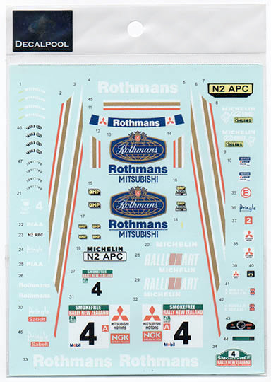 Decal Pool DP183 1/24 Mitsubishi Lancer EVO III "Rothmans" #4 New Zealand Rally '96 for Hasegawa