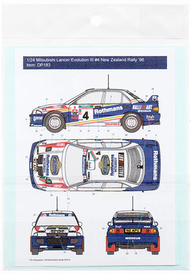 Decal Pool DP183 1/24 Mitsubishi Lancer EVO III "Rothmans" #4 New Zealand Rally '96 for Hasegawa
