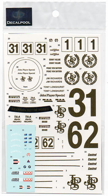 Decal Pool DP184 1/24 BMW 635CSi JPS ATCC 1985 (CHROME GOLD)