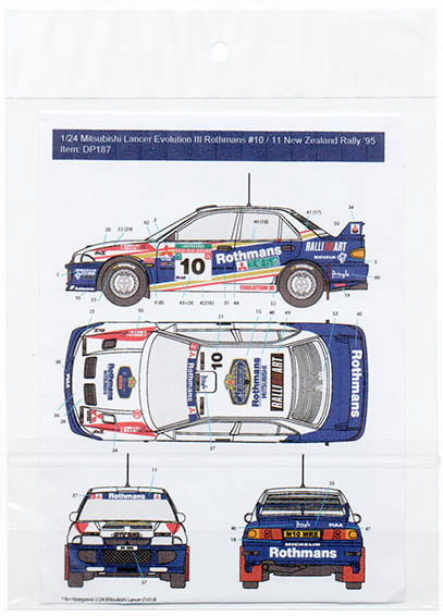 Decal Pool DP187 1/24 Mitsubishi Lancer EVO III "Rothmans" #10/11 New Zealand Rally '95 for Hasegawa