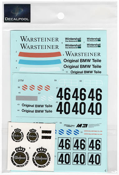 Decal Pool DP207 1/24 BMW M3 Warsteiner #40/46 Gr.A / WTCC 1987 for Beemax