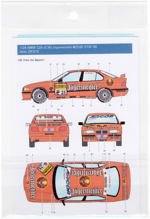 Decal Pool DP218 1/24 BMW 320i Jagermeister #25/26 STW '98