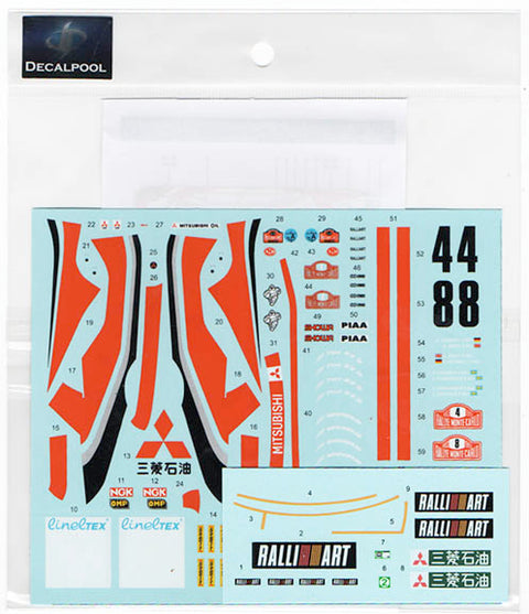 Decal Pool DP228 1/24 Mitsubishi Lancer EVO I #4/8 Monte Carlo Rally '93 for Hasegawa (decal only)