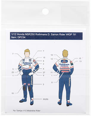 Decal Pool DP234 1/12 Honda NSR250 Rothmans D. Sarron Rider WGP '91