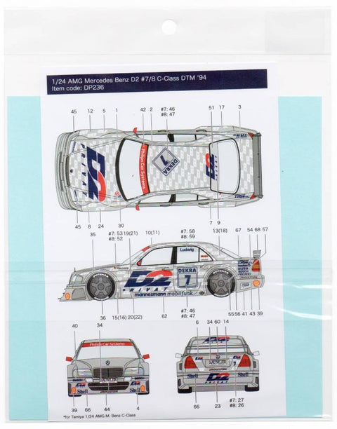 Decal Pool DP236 1/24 AMG M. Benz D2 #7/8 C-Class DTM 1994