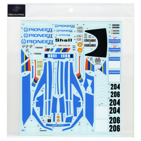 Decal Pool DP331 1/24 Peugeot 405T 16GR Pioneer Paris-Dakar Rally Winner 1989