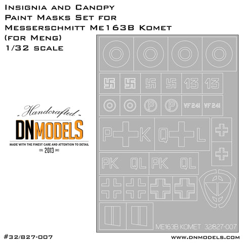 DN Models 32/827-007 1/32 Me163B Komet - Canopy + Insignia 1/32